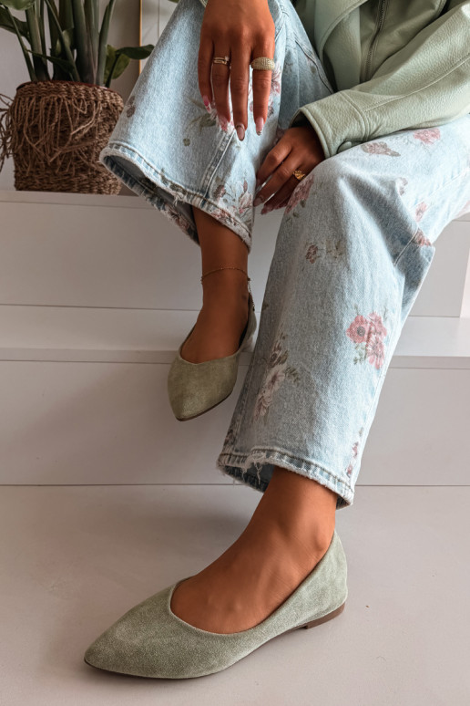 Balerinos lygiapadžiaisuiš eko zomšosu žalios spalvos Lelisa