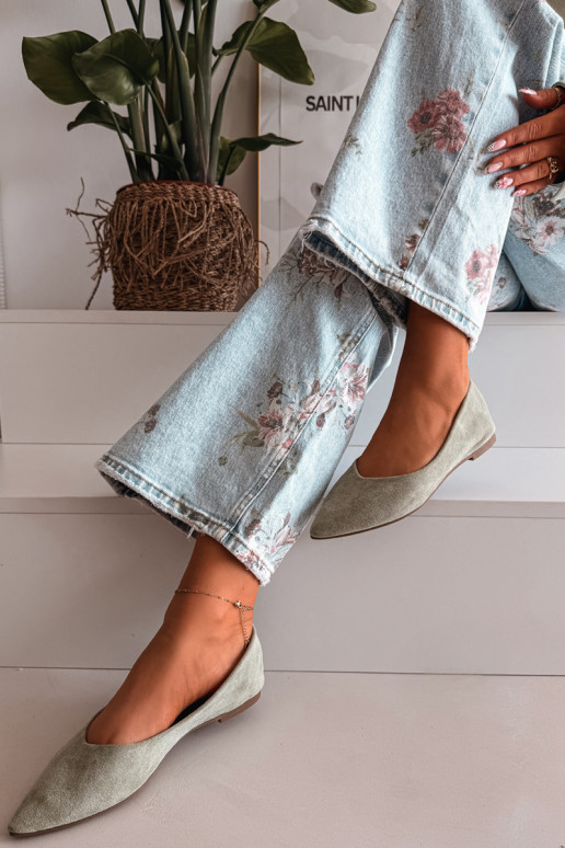 Balerinos lygiapadžiaisuiš eko zomšosu žalios spalvos Lelisa