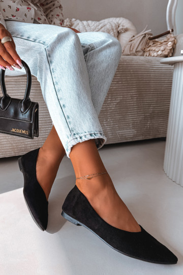 Balerinos lygiapadžiaisuiš eko zomšosu juodos spalvos Lelisa