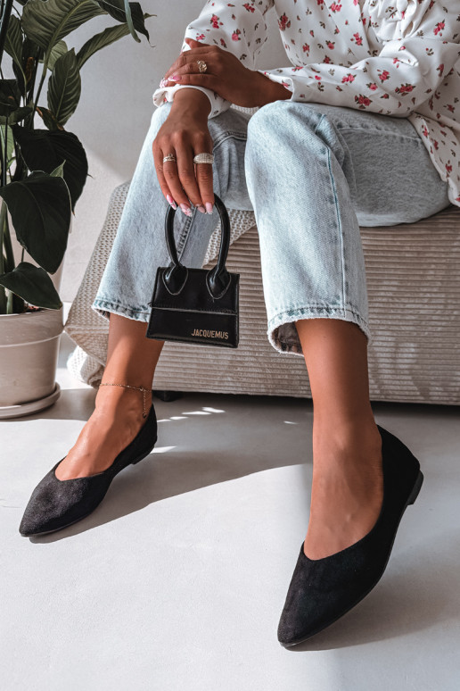 Balerinos lygiapadžiaisuiš eko zomšosu juodos spalvos Lelisa