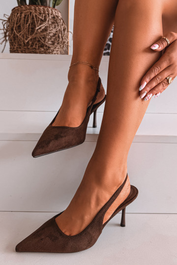 Moteriškos basutės su plonais kulniukaissuiš eko zomšosu CzekoladoĮe Kevina 2