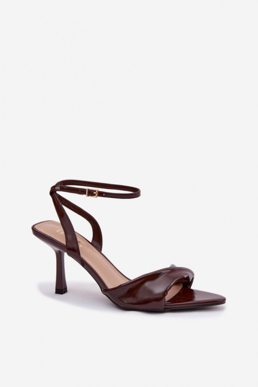 Moteriškos basutės su plonais kulniukais iš eko odos CzekoladoĮe Sedira