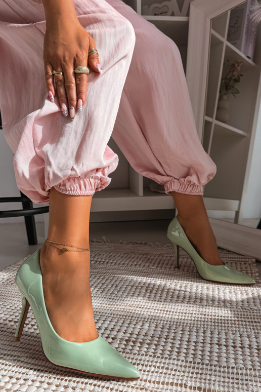 Klasikiniai lakuoti aukštakulniaisuImitacji Skóry žalios spalvos Odira