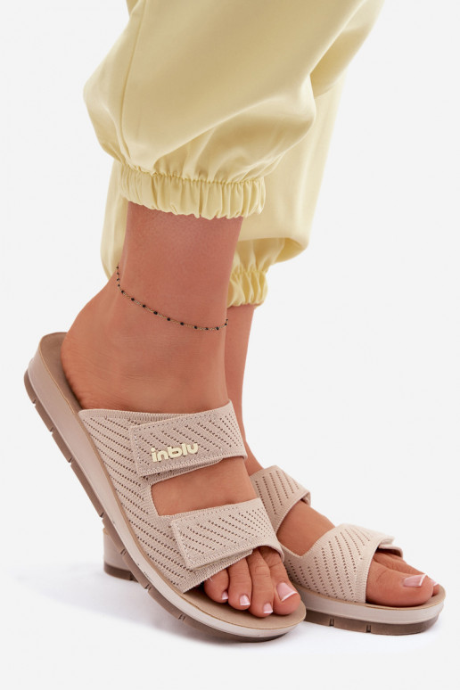 Moteriškos šlepetės INBLU AG000015 smėlio spalvos