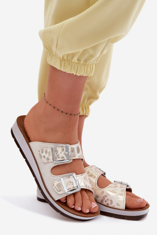 Moteriškos šlepetės su sagtimis Inblu CP000063 baltos spalvos