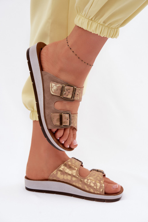 Moteriškos šlepetės su sagtimis Inblu CP000063 smėlio spalvos