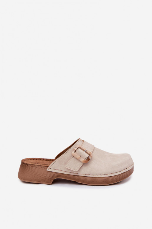 Šlepetės Klumpės Moteriškas su sagtimis Inblu TF000003 dramblio kaulo spalvos