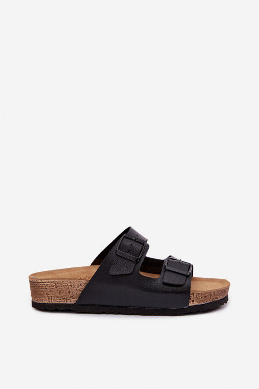 Moteriškos šlepetės su sagtimis Inblu NM000039 juodos spalvos