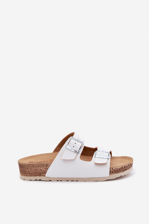 Moteriškos šlepetės su sagtimis Inblu NM000039 baltos spalvos