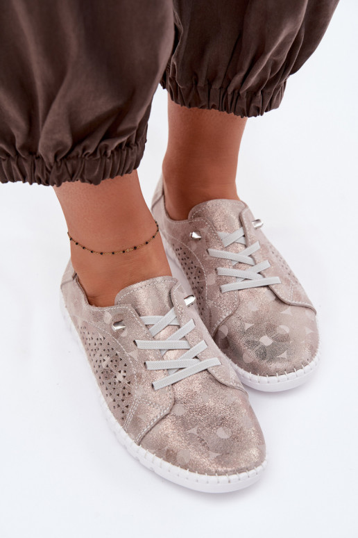 su aužūro elementais batai MoteriškassuĮjungtaturalnego iš zomšosu smėlio spalvos-aukso spalvos Feliva