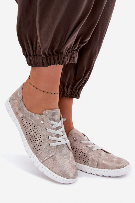 su aužūro elementais batai MoteriškassuĮjungtaturalnego iš zomšosu smėlio spalvos-aukso spalvos Feliva