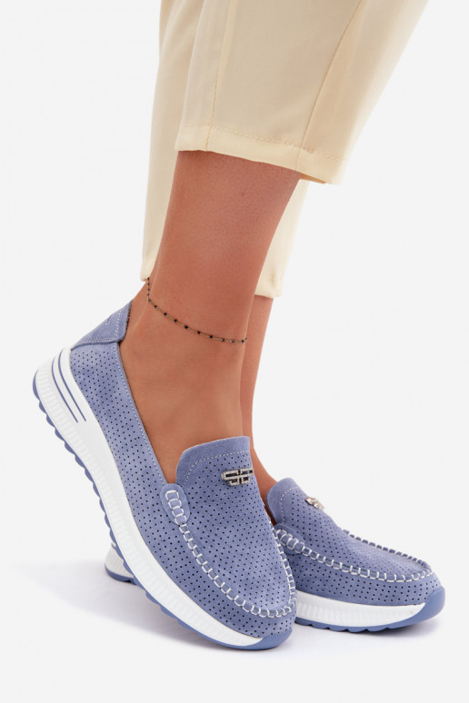 moteriški mokasinaisuĮjungtaturalnego iš zomšosu mėlynos spalvos Demela