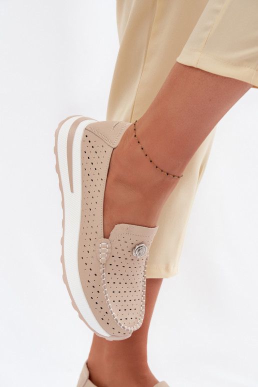 su aužūro elementais moteriški mokasinaisuĮjungtaturalnej Skóry smėlio spalvos Kemela