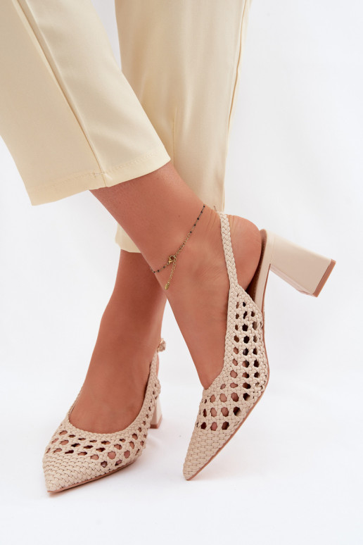 su raštais Moteriškos aukštakulnės basutės smėlio spalvos Kedira