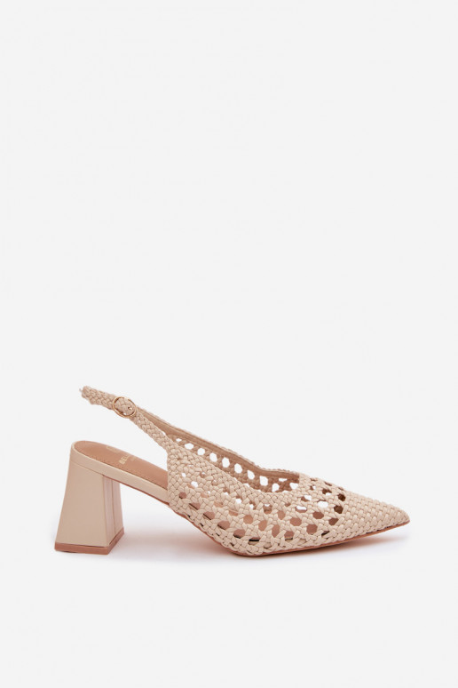 su raštais Moteriškos aukštakulnės basutės smėlio spalvos Kedira