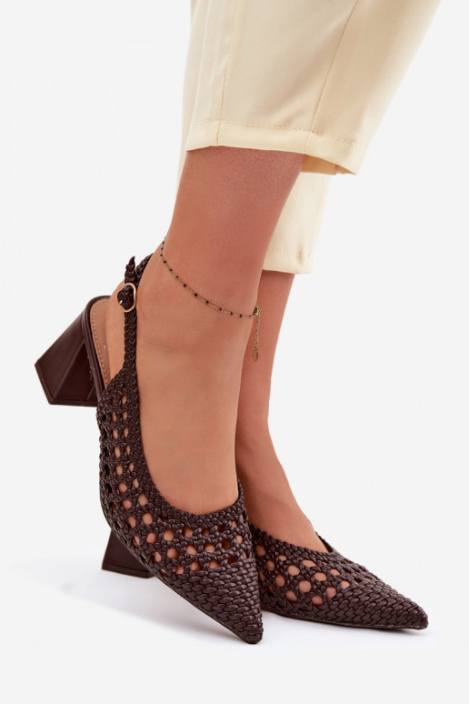 su raštais Moteriškos aukštakulnės basutės CzekoladoĮe Kedira