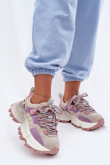 Oda iš zomšos Sneakers modelio batai Moteriškas GOE TT2N4026 Violetinės spalvos