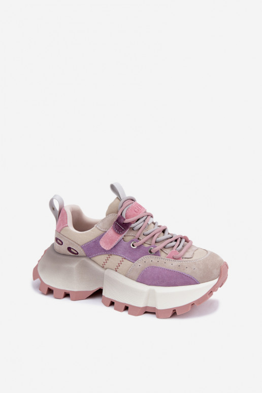 Oda iš zomšos Sneakers modelio batai Moteriškas GOE TT2N4026 Violetinės spalvos