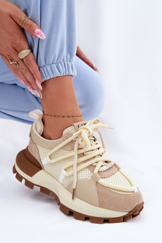 Oda iš zomšos Sneakers modelio batai Moteriškas GOE TT2N4021 smėlio spalvos