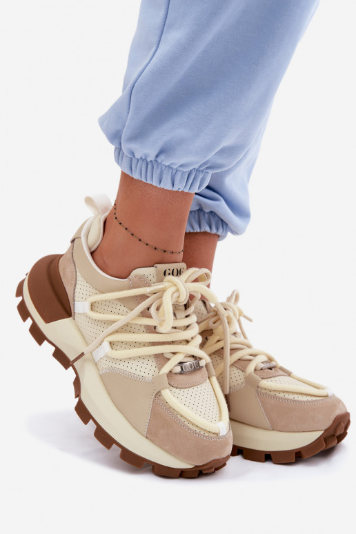 Oda iš zomšos Sneakers modelio batai Moteriškas GOE TT2N4021 smėlio spalvos