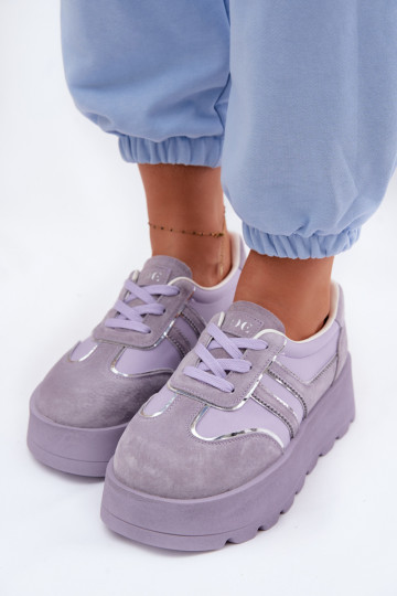 iš zomšos Sneakers modelio batai su platforma GOE TT2N4054 Violetinės spalvos