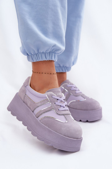 iš zomšos Sneakers modelio batai su platforma GOE TT2N4054 Violetinės spalvos 2