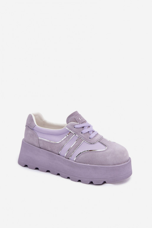 iš zomšos Sneakers modelio batai su platforma GOE TT2N4054 Violetinės spalvos