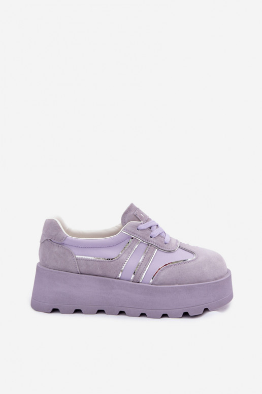 iš zomšos Sneakers modelio batai su platforma GOE TT2N4054 Violetinės spalvos