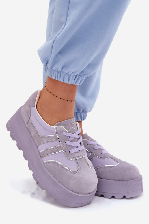 iš zomšos Sneakers modelio batai su platforma GOE TT2N4054 Violetinės spalvos