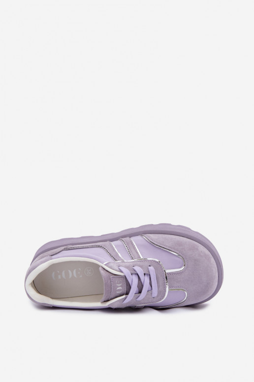 iš zomšos Sneakers modelio batai su platforma GOE TT2N4054 Violetinės spalvos