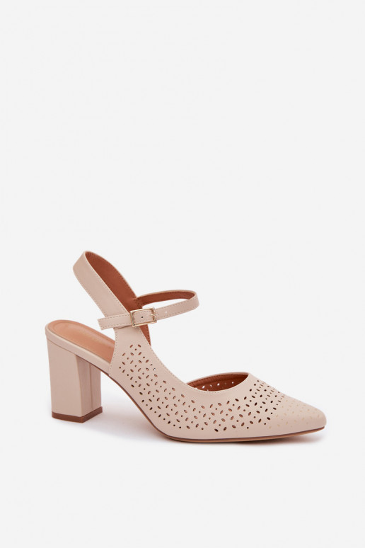 Ažūrinės basutės su kulniukais Sergio Leone SK447 dramblio kaulo spalvos