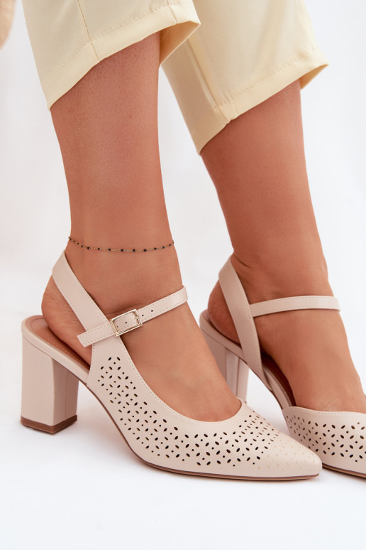 Ažūrinės basutės su kulniukais Sergio Leone SK447 dramblio kaulo spalvos