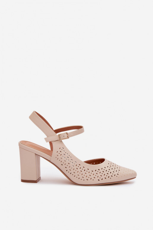 Ažūrinės basutės su kulniukais Sergio Leone SK447 dramblio kaulo spalvos