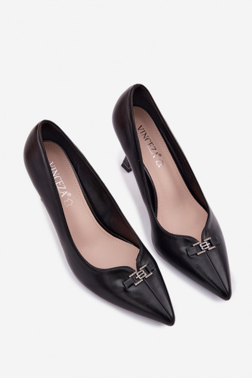 aukštakulniai bateliai Su puošniais Detalem Vinceza 62291 juodos spalvos