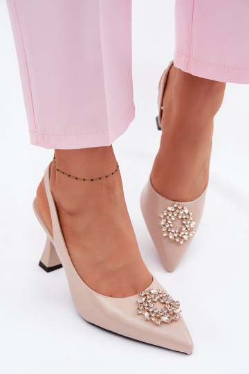 Aukštakulniai sandalai Su papuošalais Vinceza 62277 smėlio spalvos