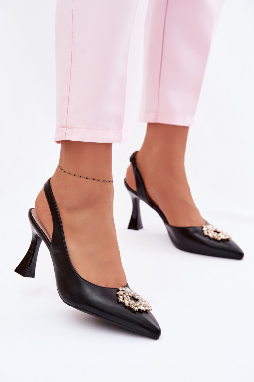 Aukštakulniai sandalai Su papuošalais Vinceza 62277 juodos spalvos