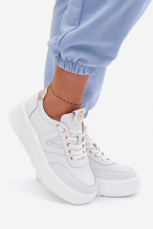 Odiniai moterų sporto batai su platforma Vinceza 39976 baltos spalvos