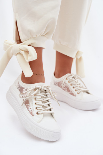 Laisvalaikio bateliai su nėriniais su platforma Lee Cooper LCIN-26-44-4480 baltos spalvos 2