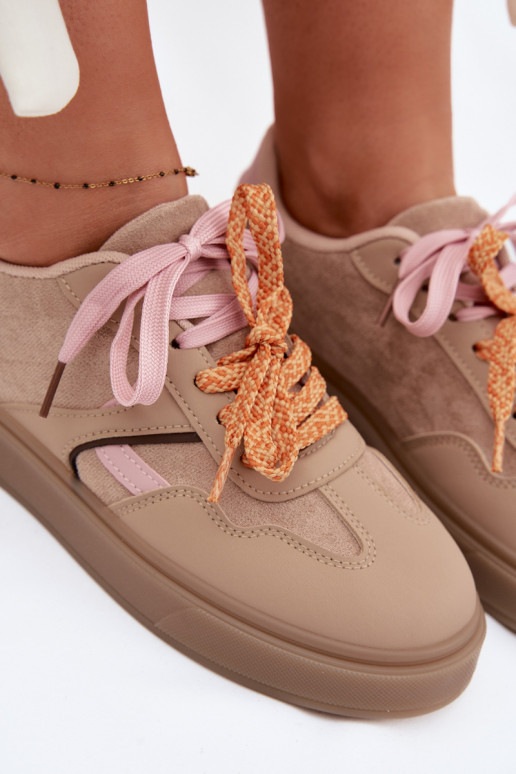 Sneakers modelio batai MoteriškassuPodĮójnymi SznuróĮkami rudos spalvos Relisa