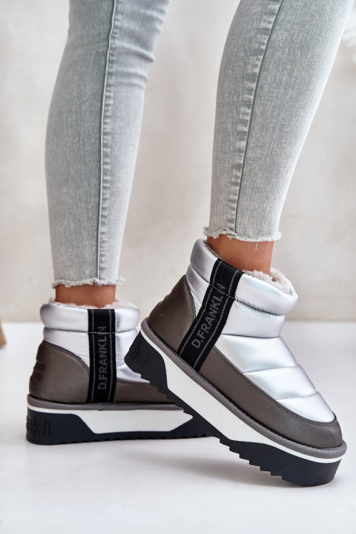 Žemas sniego batai Ant storo pado D.Franklin DFSH371010 sidabro spalvos