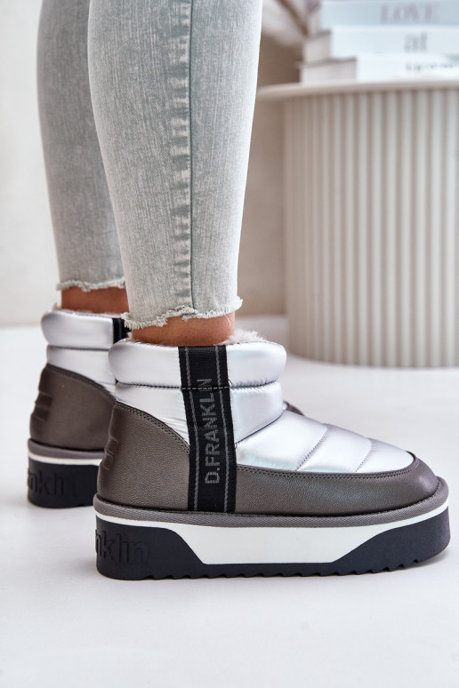 Žemas sniego batai Ant storo pado D.Franklin DFSH371010 sidabro spalvos