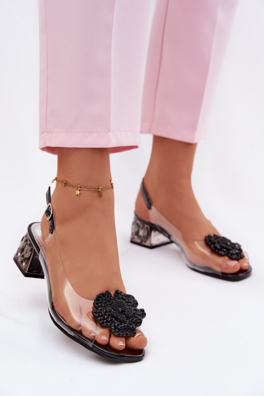 basutės Perregimi Klocke su spindinčiomis akutėmis I su gėlytėmisem Vinceza 70122 juodos spalvos