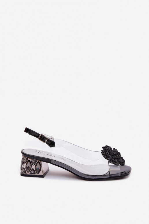 basutės Perregimi Klocke su spindinčiomis akutėmis I su gėlytėmisem Vinceza 70122 juodos spalvos