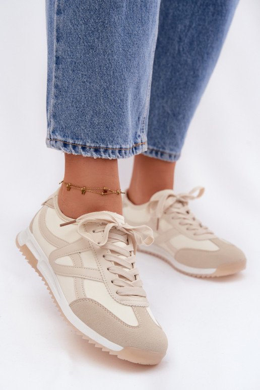 Sneakers modelio batai Moteriškas Vinceza 11674 smėlio spalvos