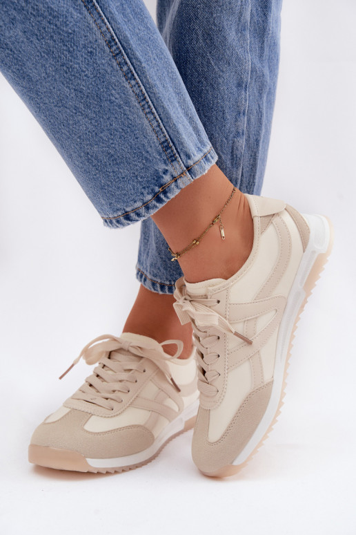Sneakers modelio batai Moteriškas Vinceza 11674 smėlio spalvos