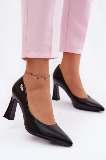 Elegantiško stiliaus Bateliai su kulniukais Vinceza 62276 juodos spalvos