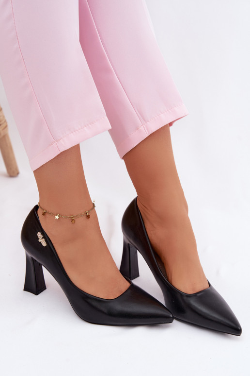 Elegantiško stiliaus Bateliai su kulniukais Vinceza 62276 juodos spalvos