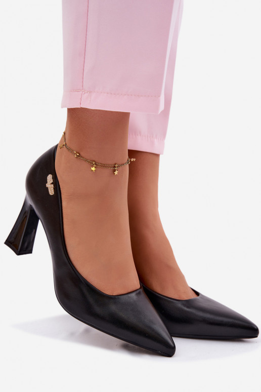 Elegantiško stiliaus Bateliai su kulniukais Vinceza 62276 juodos spalvos