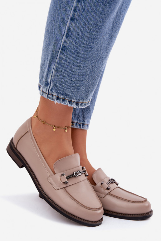 moteriški mokasinai Oda Vinceza 18132 smėlio spalvos