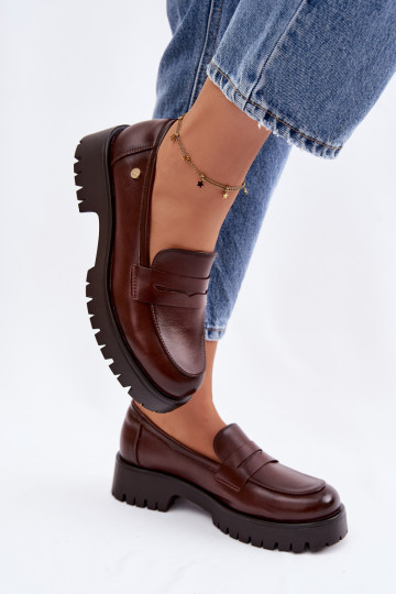 Oda moteriški mokasinai Vinceza 18125 rudos spalvos